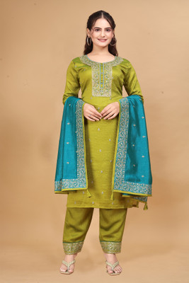 alteroutfit Embroidered Kurta, Trouser/Pant & Dupatta Set