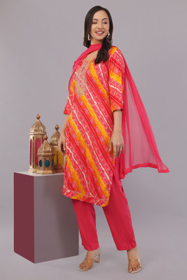 Eelika Floral Print Kurta, Trouser/Pant & Dupatta Set
