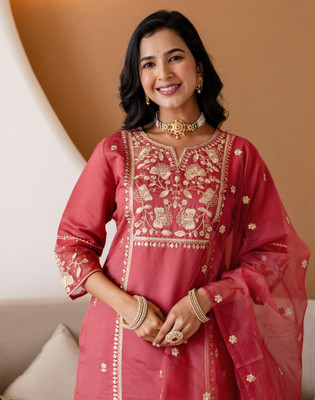Skylee Embroidered Kurta, Salwar & Dupatta Set