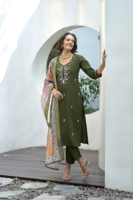 Shree Laxminarayan export Embroidered, Self Design Kurta, Trouser/Pant & Dupatta Set