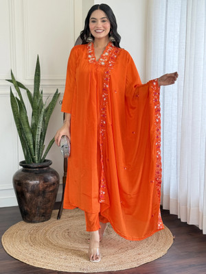 Parnavi Solid Kurta, Trouser/Pant & Dupatta Set