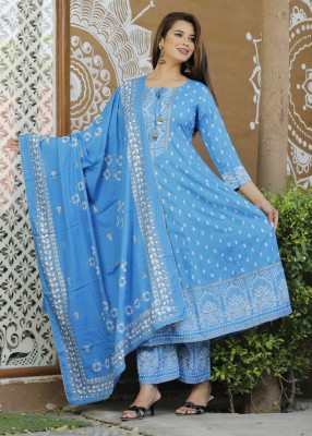 HARITWAL Printed Kurta, Palazzo & Dupatta Set