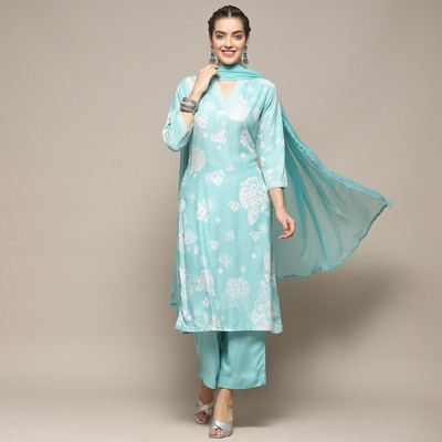 BIBA Printed Kurta, Palazzo & Dupatta Set