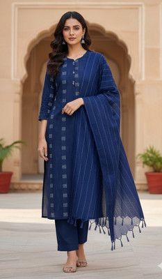 Get smart wear Woven Kurta, Trouser/Pant & Dupatta Set