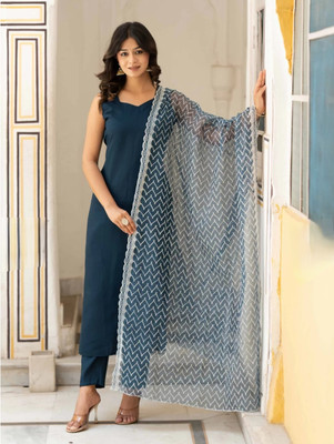 SUKHVILAS ENTEPRISE Embroidered, Solid Kurta, Trouser/Pant & Dupatta Set