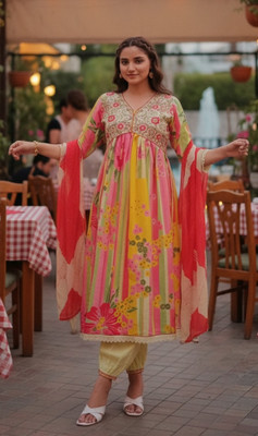 RK fashionz Geometric Print, Graphic Print Kurta, Trouser/Pant & Dupatta Set