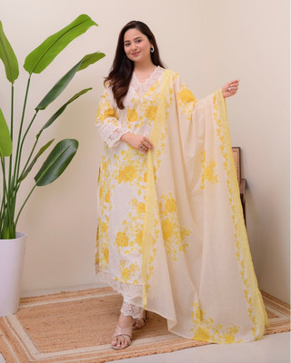 BRIHASPATIWEARS Floral Print, Embroidered, Embellished Kurta, Palazzo & Dupatta Set