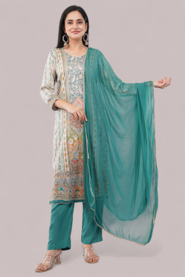 Eelika Floral Print Kurta, Trouser/Pant & Dupatta Set