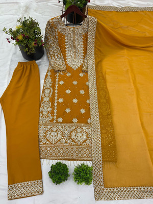 Firewave Embroidered Kurta, Trouser/Pant & Dupatta Set