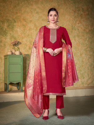 MADHAV WEAVES Embroidered Kurta, Trouser/Pant & Dupatta Set