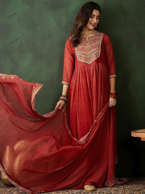 Sangria Embroidered Kurta, Trouser/Pant & Dupatta Set
