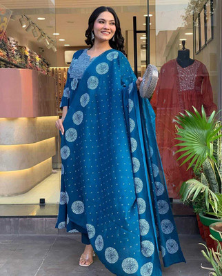 Prime Poster Printed Anarkali Kurta, Bottom & Dupatta Set