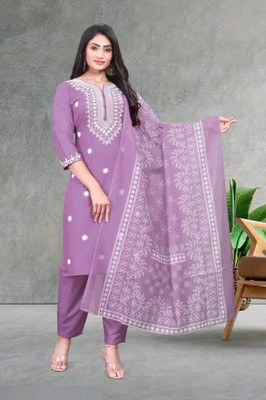 Zeny Enterprise Embroidered Kurta, Trouser/Pant & Dupatta Set