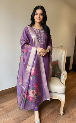 AAYAT Embroidered Kurta, Palazzo & Dupatta Set