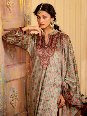 Jaipur Kurti Embroidered Kurta, Trouser/Pant & Dupatta Set