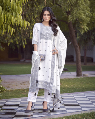 Fourleaf Woven Kurta, Trouser/Pant & Dupatta Set