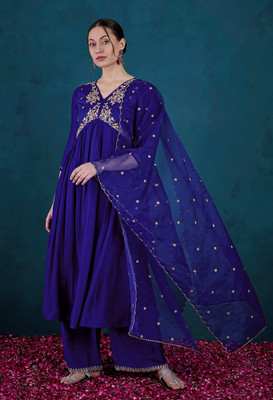 Tasrika Embroidered Kurta, Palazzo & Dupatta Set