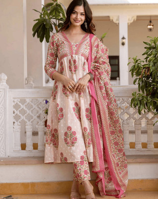PRAVIK Printed Kurta, Palazzo & Dupatta Set