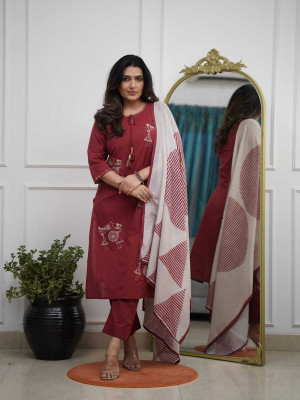 Vividvibe Printed Kurta, Trouser/Pant & Dupatta Set
