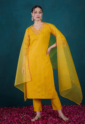 SheWill Embroidered Kurta, Trouser/Pant & Dupatta Set