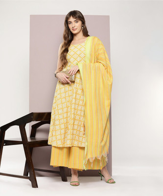Jompers Printed Kurta, Palazzo & Dupatta Set