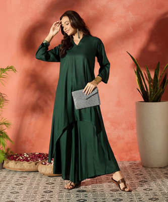 InWeave Solid Kurta, Palazzo & Dupatta Set