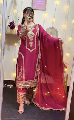 KH Embroidered Kurta, Salwar & Dupatta Set
