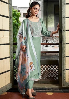 RADHEY Embroidered Kurta, Trouser/Pant & Dupatta Set