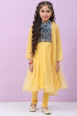 BIBA Embroidered Kurta, Churidar & Dupatta Set