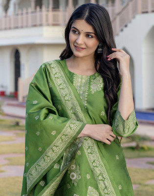 Skylee Woven Kurta, Trouser/Pant & Dupatta Set