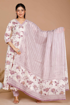 Doriyaan Floral Print Kurta, Palazzo & Dupatta Set