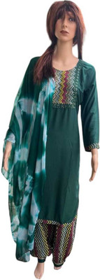Milaan Trends Embroidered Kurta, Patiala & Dupatta Set