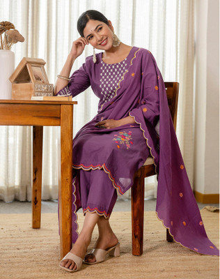 Tasrika Embroidered Kurta, Salwar & Dupatta Set