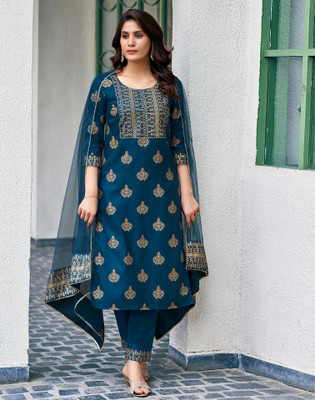 Skylee Embellished, Printed, Self Design Kurta, Trouser/Pant & Dupatta Set