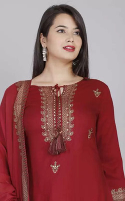 sumron Embroidered Kurta, Palazzo & Dupatta Set