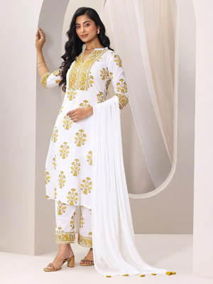 bosaru Floral Print Kurta, Palazzo & Dupatta Set