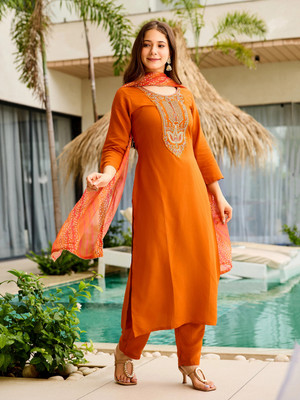 D'CART Embroidered Kurta, Trouser/Pant & Dupatta Set