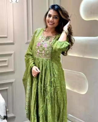 RahulTakar Embroidered Anarkali Kurta, Bottom & Dupatta Set