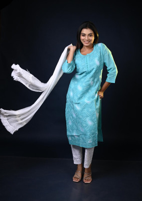 MALKIAT Embroidered Kurta, Trouser/Pant & Dupatta Set