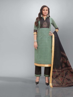 Jevi Prints Striped, Printed Kurta, Salwar & Dupatta Set