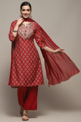 BIBA Printed Kurta, Palazzo & Dupatta Set