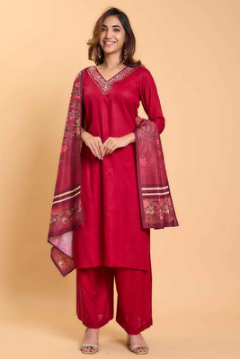 shiv textiles Solid Kurta, Trouser/Pant & Dupatta Set