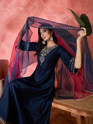 Sangria Embroidered Kurta, Trouser/Pant & Dupatta Set