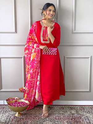 BHUMIKA CREATION Embroidered Kurta, Trouser/Pant & Dupatta Set