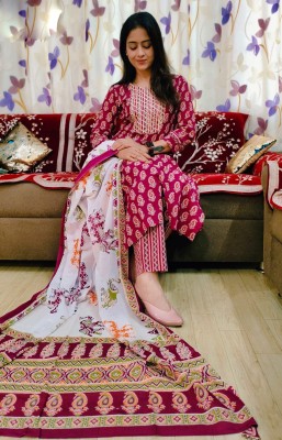 tradenest Printed Kurta, Churidar & Dupatta Set