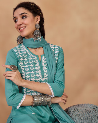 Tasrika Embroidered Kurta, Trouser/Pant & Dupatta Set