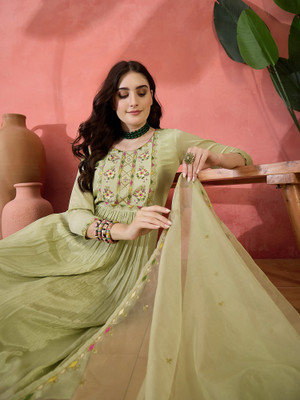Sangria Embroidered Kurta, Trouser/Pant & Dupatta Set