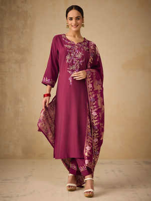 WomenPlus Embroidered Kurta, Trouser/Pant & Dupatta Set