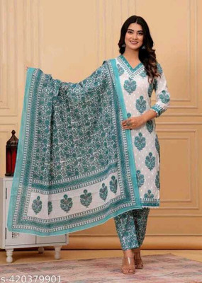 NN Bazar Printed Kurta, Palazzo & Dupatta Set