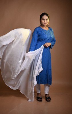 MALKIAT Embroidered Kurta, Trouser/Pant & Dupatta Set